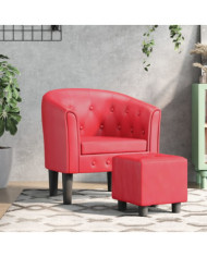 Chaise cabriolet avec repose-pied rouge similicuir | Mobilier & Déco