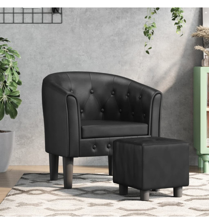 Chaise cabriolet avec repose-pied noir similicuir | Mobilier & Déco