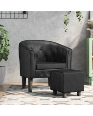 Chaise cabriolet avec repose-pied noir similicuir | Mobilier & Déco
