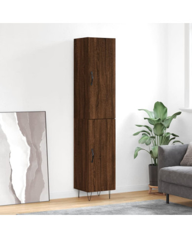 Buffet haut Chêne marron 34,5x34x180 cm Bois d'ingénierie | Mobilier & Déco
