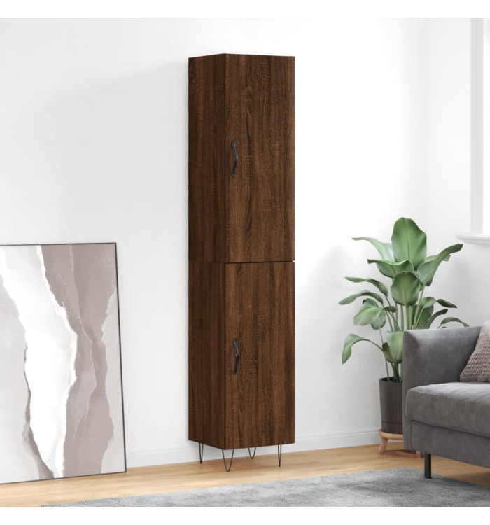 Buffet haut Chêne marron 34,5x34x180 cm Bois d'ingénierie | Mobilier & Déco