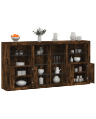 Buffet avec lumières LED chêne fumé 202x37x100 cm | Mobilier & Déco