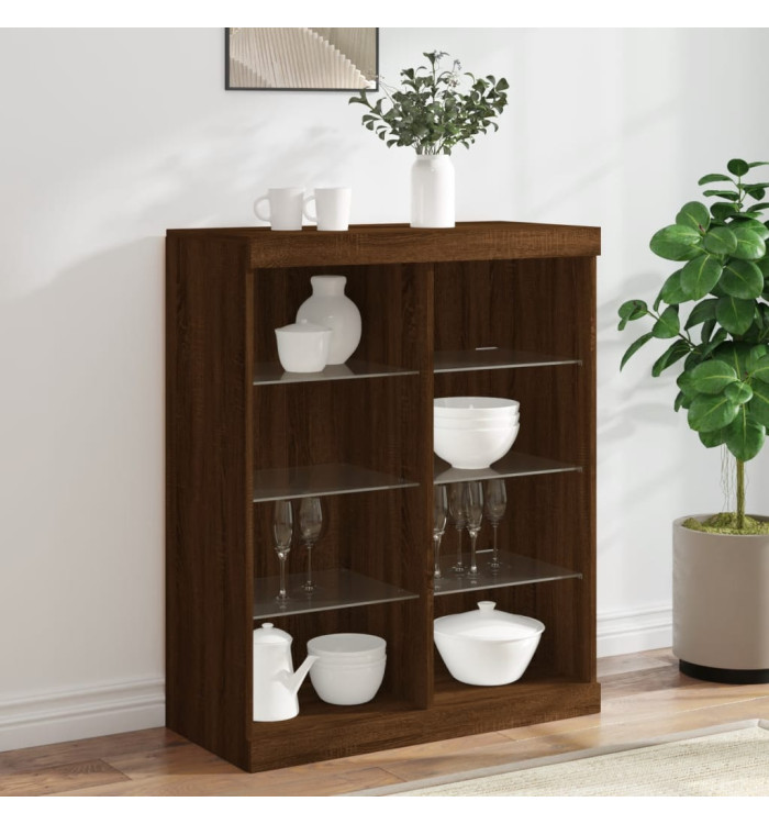 Buffet avec lumières LED chêne marron 81x37x100 cm | Mobilier & Déco