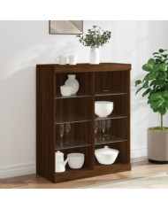Buffet avec lumières LED chêne marron 81x37x100 cm | Mobilier & Déco