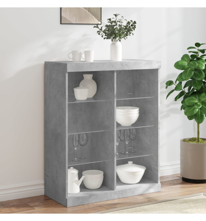 Buffet avec lumières LED gris béton 81x37x100 cm | Mobilier & Déco