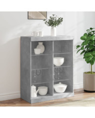 Buffet avec lumières LED gris béton 81x37x100 cm | Mobilier & Déco