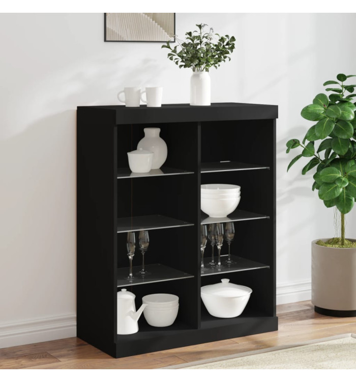 Buffet avec lumières LED noir 81x37x100 cm | Mobilier & Déco