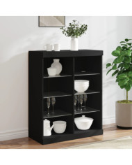 Buffet avec lumières LED noir 81x37x100 cm | Mobilier & Déco