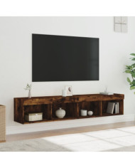 Meubles TV avec lumières LED 2 pcs chêne fumé 80x30x30 cm | Mobilier & Déco