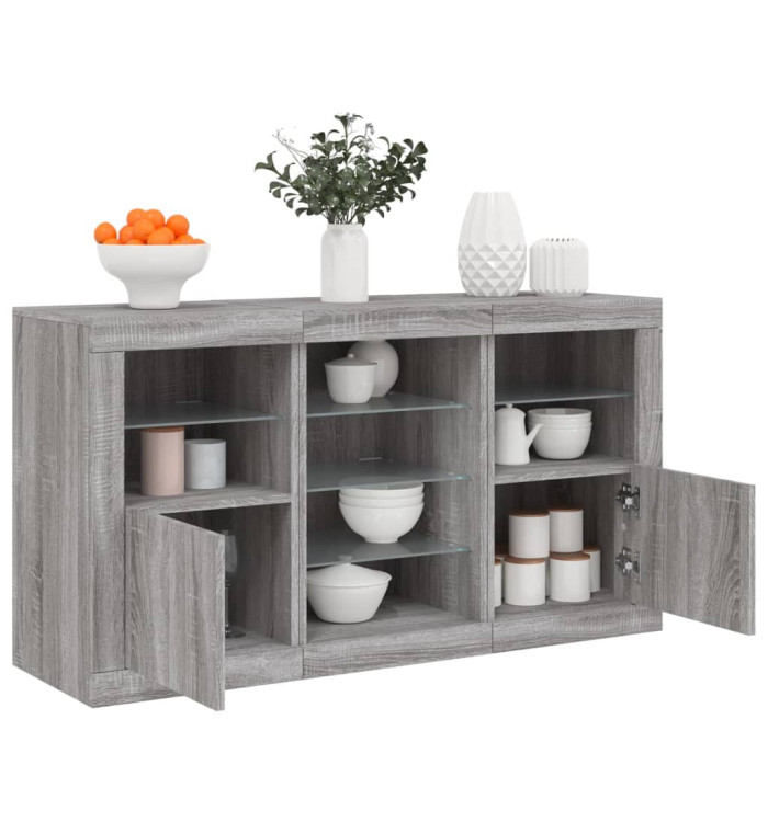 Buffet avec lumières LED sonoma gris 123x37x67 cm | Mobilier & Déco
