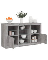 Buffet avec lumières LED sonoma gris 123x37x67 cm | Mobilier & Déco