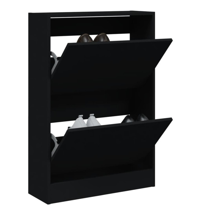 Armoire à chaussures noir 60x21x87,5 cm bois d'ingénierie | Mobilier & Déco