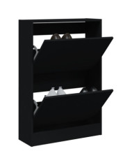 Armoire à chaussures noir 60x21x87,5 cm bois d'ingénierie | Mobilier & Déco