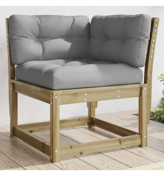 Canapé d'angle de jardin avec coussins bois de pin imprégné | Mobilier & Déco