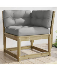 Canapé d'angle de jardin avec coussins bois de pin imprégné | Mobilier & Déco