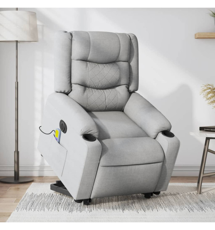 Fauteuil inclinable de massage électrique Gris clair Tissu | Mobilier & Déco