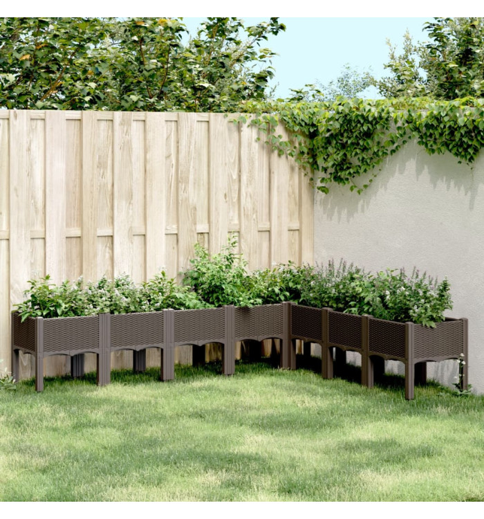 Jardinière avec pieds marron 200x160x42 cm PP | Mobilier & Déco