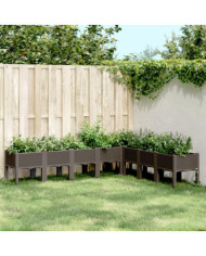 Jardinière avec pieds marron 200x160x42 cm PP | Mobilier & Déco