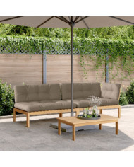Salon palette de jardin avec coussins 3pcs bois d'acacia massif | Mobilier & Déco