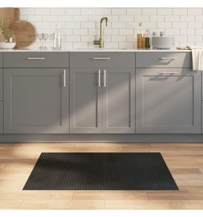 Tapis rectangulaire noir 70x100 cm bambou | Mobilier & Déco