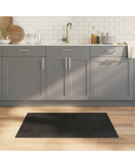 Tapis rectangulaire noir 70x100 cm bambou | Mobilier & Déco