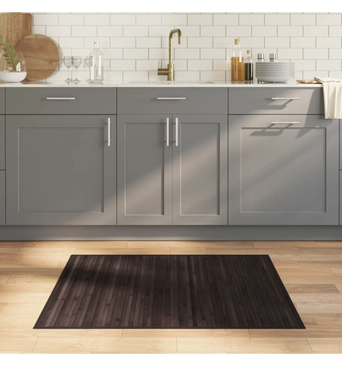 Tapis rectangulaire marron foncé 80x100 cm bambou | Mobilier & Déco