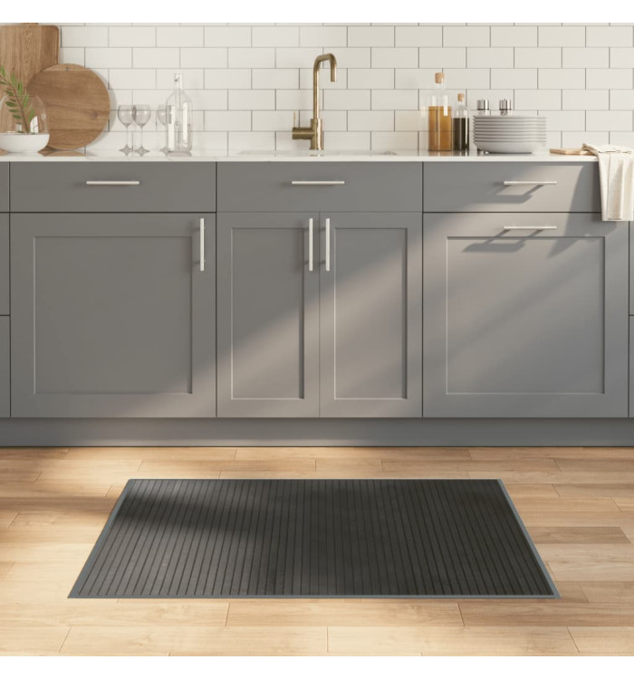 Tapis rectangulaire gris 70x100 cm bambou | Mobilier & Déco