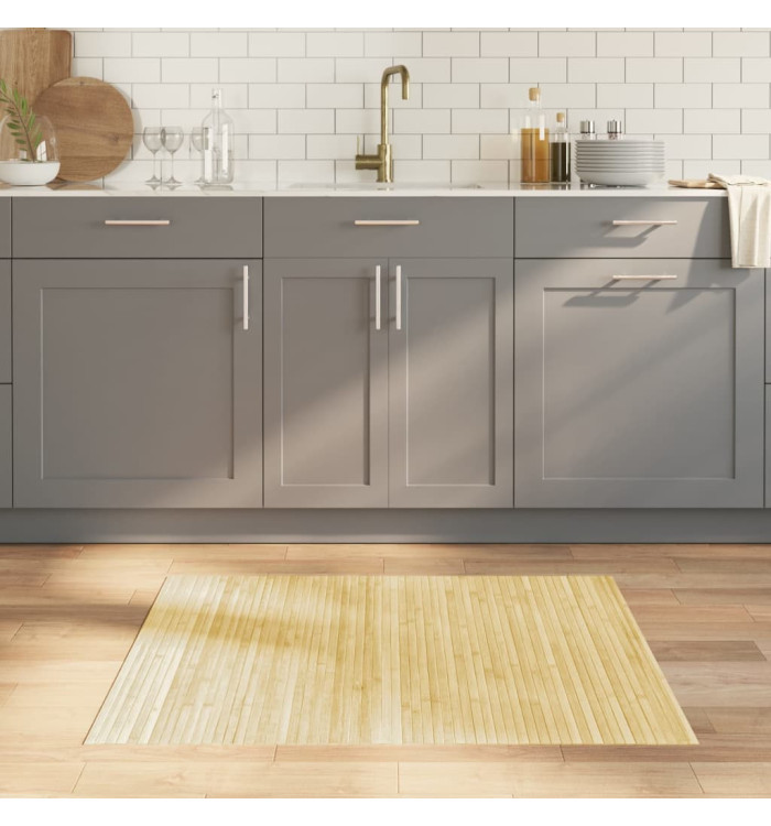 Tapis rectangulaire naturel clair 80x100 cm bambou | Mobilier & Déco