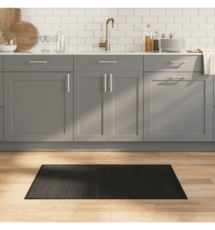 Tapis rectangulaire noir 60x100 cm bambou | Mobilier & Déco