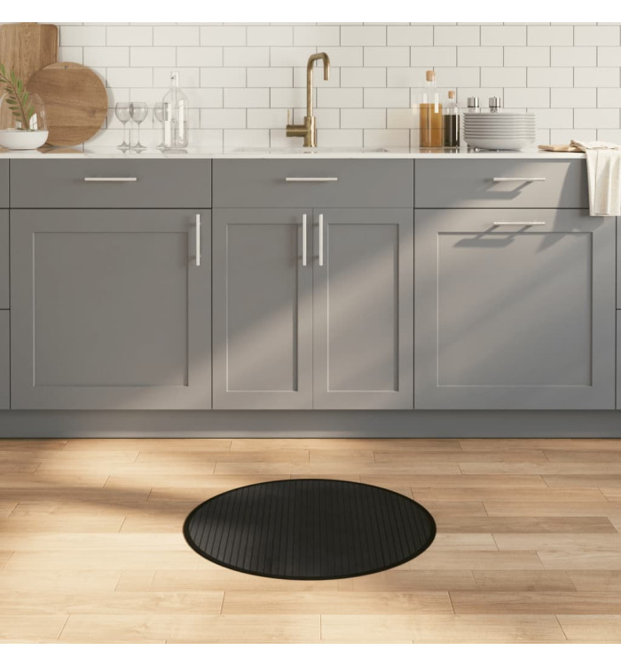 Tapis rond noir 60 cm bambou | Mobilier & Déco