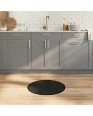 Tapis rond noir 60 cm bambou | Mobilier & Déco