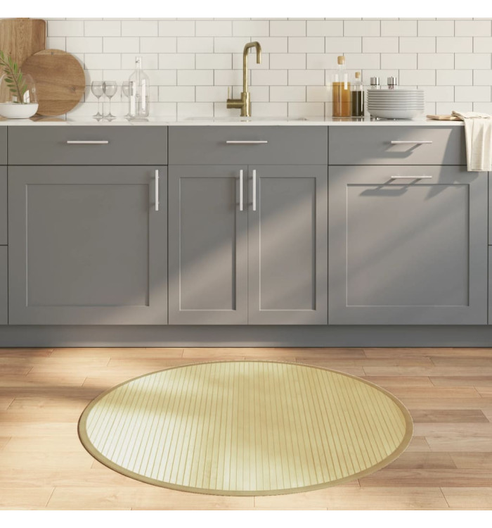 Tapis rond naturel clair 100 cm bambou | Mobilier & Déco