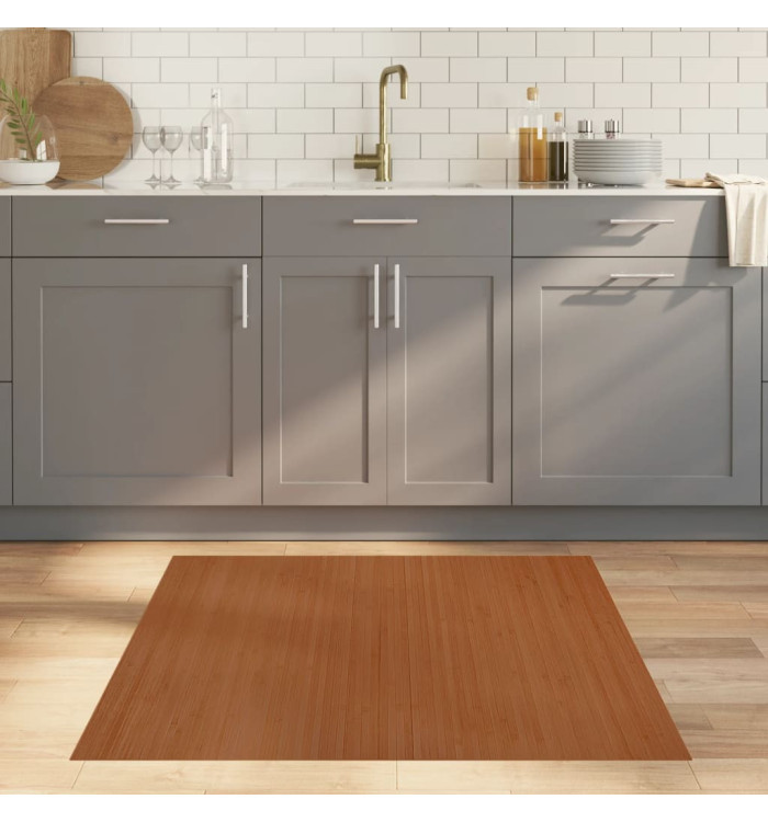 Tapis rectangulaire marron 100x100 cm bambou | Mobilier & Déco