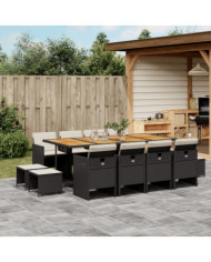 Ensemble à manger de jardin 13 pcs coussins noir résine tressée | Mobilier & Déco