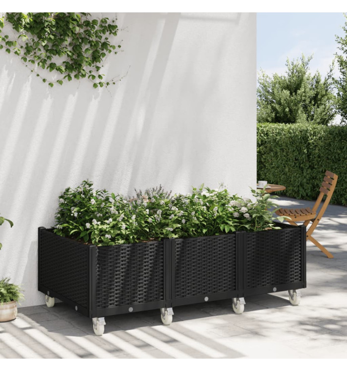 Jardinière à roulettes noir 150x80x54 cm PP | Mobilier & Déco