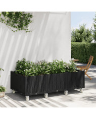 Jardinière à roulettes noir 150x80x54 cm PP | Mobilier & Déco