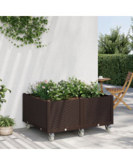 Jardinière à roulettes marron 100x80x54 cm PP | Mobilier & Déco