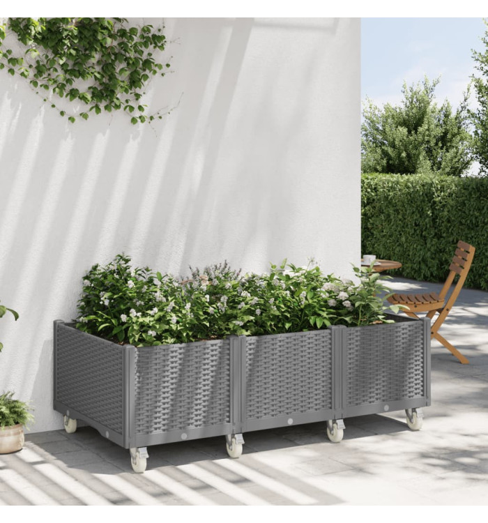 Jardinière à roulettes gris clair 150x80x54 cm PP | Mobilier & Déco