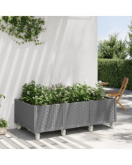 Jardinière à roulettes gris clair 150x80x54 cm PP | Mobilier & Déco