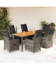 Ensemble à manger de jardin et coussins 7 pcs gris rotin | Mobilier & Déco