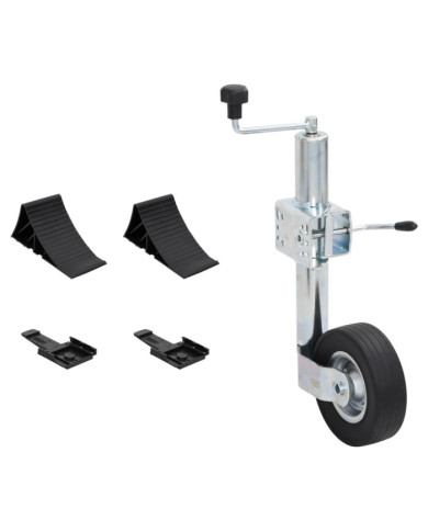 Roue jockey 60 mm avec 1 pince fendue et cales de roue | Mobilier & Déco