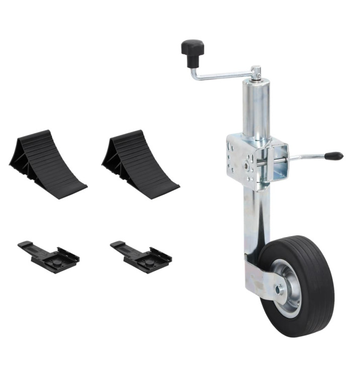 Roue jockey 60 mm avec 1 pince fendue et cales de roue | Mobilier & Déco