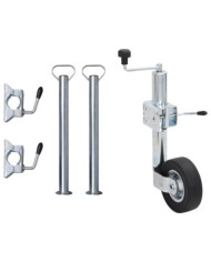 Cric à roue pour remorque 60 mm 2 tubes de soutien 3 pinces | Mobilier & Déco