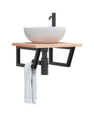 Étagère de vasque murale acier et bois massif de hêtre | Mobilier & Déco