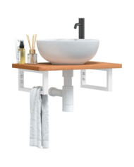 Étagère de vasque murale acier et bois massif de hêtre | Mobilier & Déco