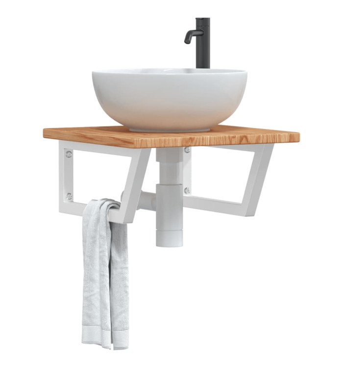 Étagère de vasque murale acier et bois de chêne massif | Mobilier & Déco