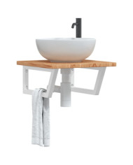 Étagère de vasque murale acier et bois de chêne massif | Mobilier & Déco