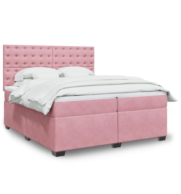 Sommier à lattes de lit avec matelas Rose 200x200 cm Velours | Mobilier & Déco