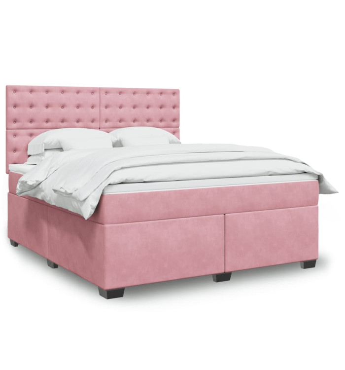 Sommier à lattes de lit avec matelas Rose 180x200 cm Velours | Mobilier & Déco