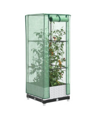 Jardinière surélevée avec housse aspect rotin 40x40x123 cm | Mobilier & Déco